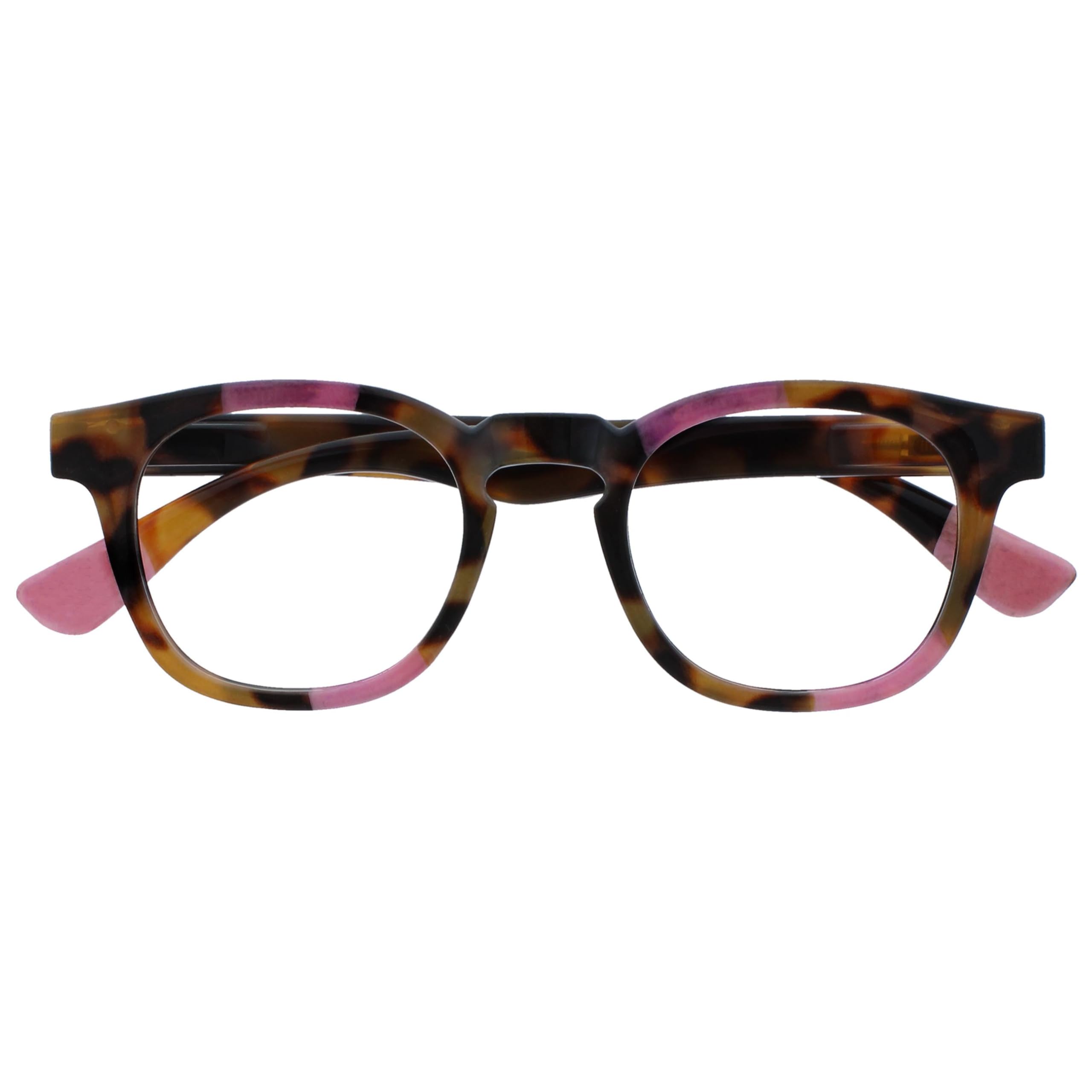 OPULIZE Ava Reading Glasses Flattering Rounded Frame Spring Hinges Scratch Resistant Brown Tortoiseshelll Pink Mens Womens R62-4 +1.00