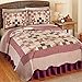 Collections Etc Country Star Checkered Floral Patchwork Reversible Lightweight Quilt, Burgundy, Full/Queen