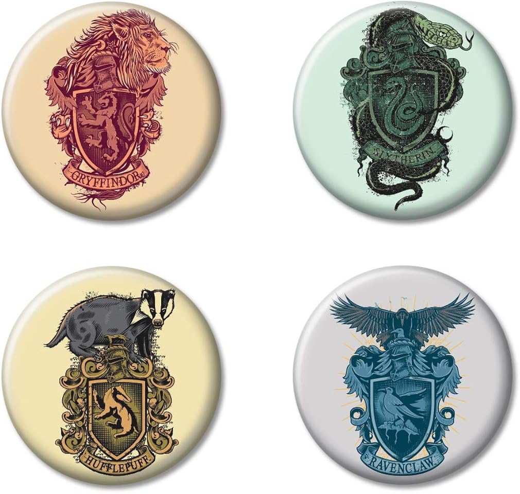 Ata-Boy Harry Potter Houses of Hogwarts Crests Set of 4 1.25" Collectible Buttons: Clothing