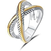 UNY Ring Vintage Designer Fashion Brand Women Valentine Gift Two Tone Plating Twisted Cable Wire Rings