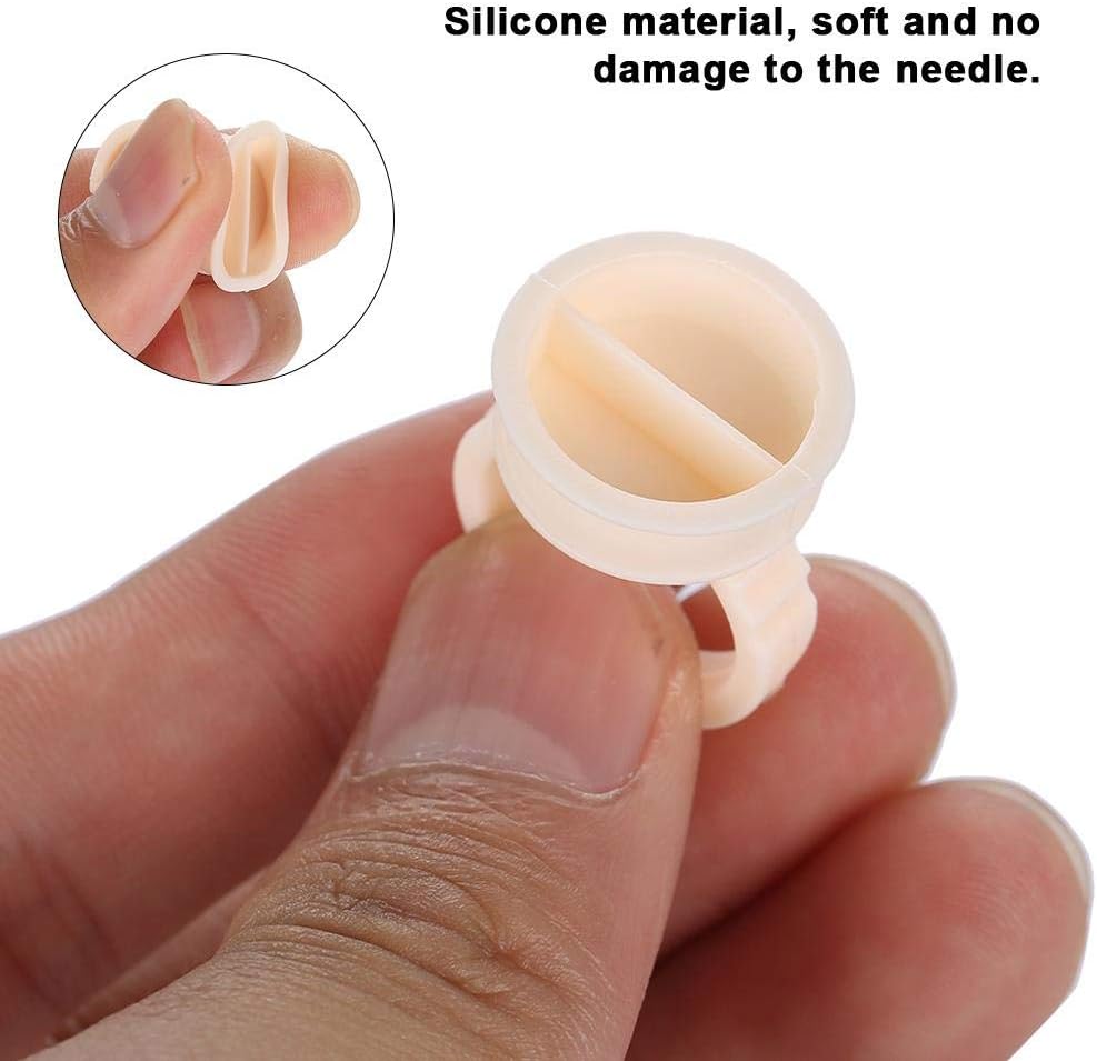 100Pcs Disposable Eyebrow Tattoo Ring Ink Cup Microblading Pigment Pallet Glue Holder Permanent Eyelash Extensions Rings(L) - Image 3