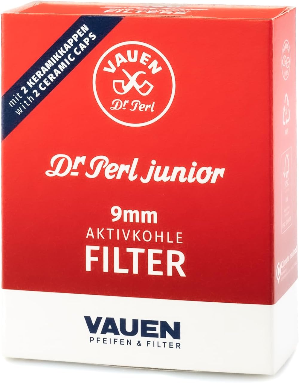 Vauen 40 x 9mm Charcoal Pipe Filters Dr Perl Junior Activated Carbon