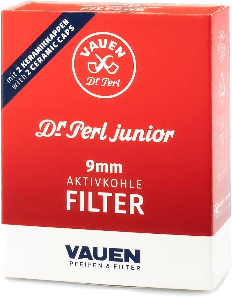 Vauen 40 x 9mm Charcoal Pipe Filters Dr Perl Junior Activated Carbon