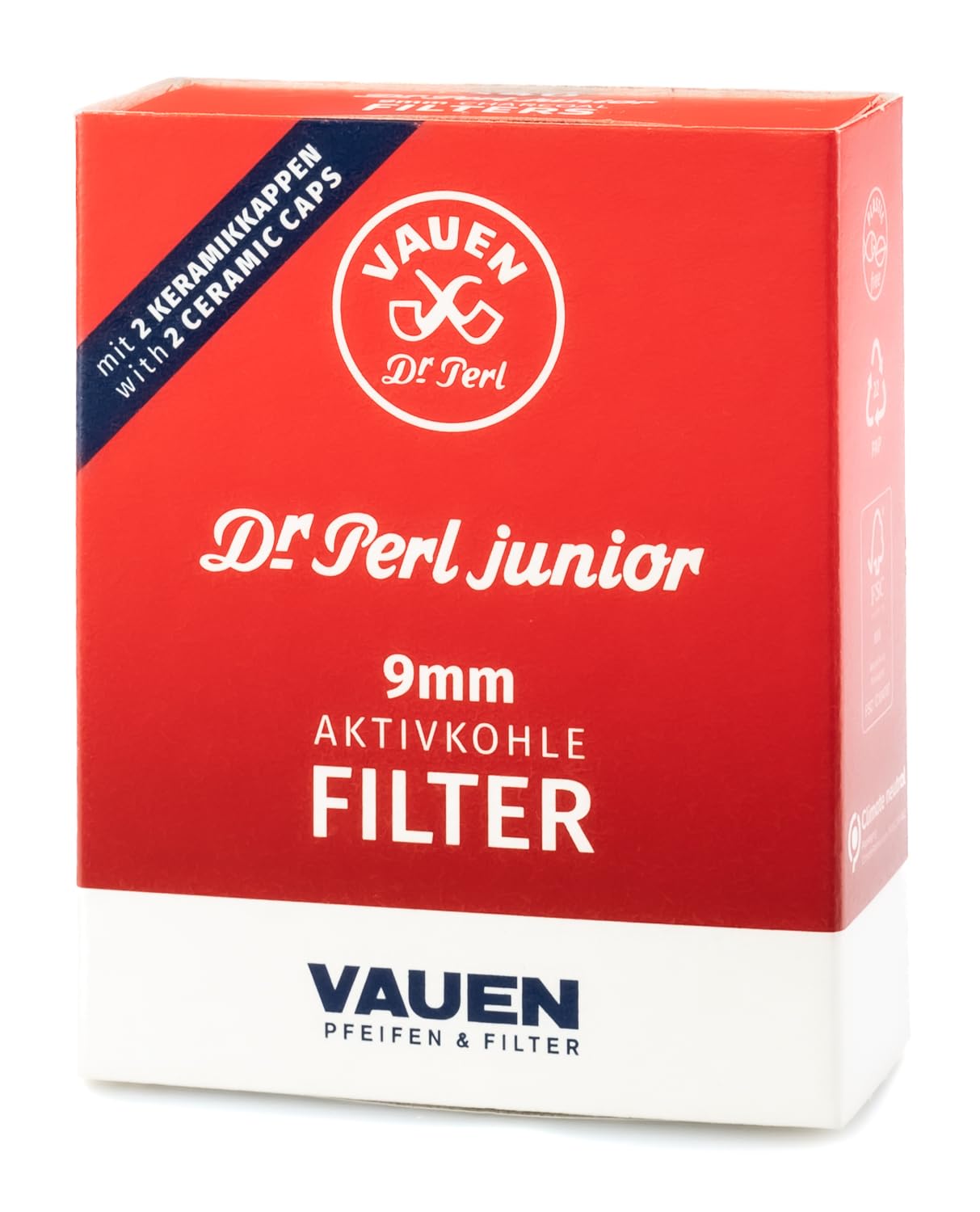 40 x 9mm Charcoal Pipe Filters Vauen dr. Perl Junior