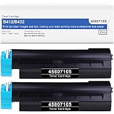 MIOOHEE B412 B432 Black Toner Cartridge Replacement for OKI Okidata 45807105 Toner for Okidata B412dn B432dn B512dn MB472w MB492 MB562w Printer, (7,000 Pages, 2 Black)