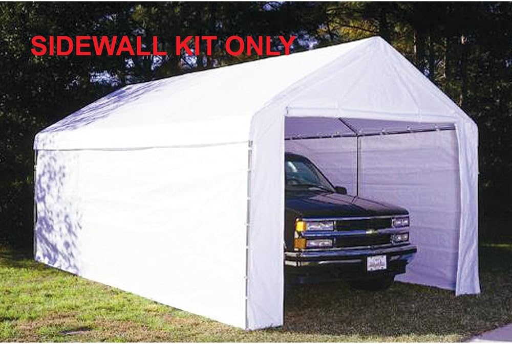 King Canopy 10ft x 20ft Canopy Enclosure Sidewall Kit, 2 Sides w/Windows, 2 Zippered Ends, 50 Ball Bungees, 180 GSM polyethylene, Fits 10ft 8in x 20ft Frames, Frame and Cover not Included, White