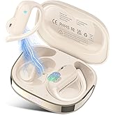 Open Ear Earbuds, Bluetooth 5.4 Wireless Earbuds with Ear Hooks, 32H HiFi Stereo Open Ear Headphones with Clear Calls, IPX7 Lightweight Air Conduction Headphones for Workouts and Running, Bee White