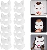 Alipis 20 Pack Blank Cat Masks Unpainted Paper Mache for Halloween Craft Role view 9
