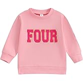 Lamuusaa Toddler Baby Girl Boy Birthday Outfit One/Two/Three/Four/Five/Six Embroidery Sweatshirt Shirts Birthday Gift