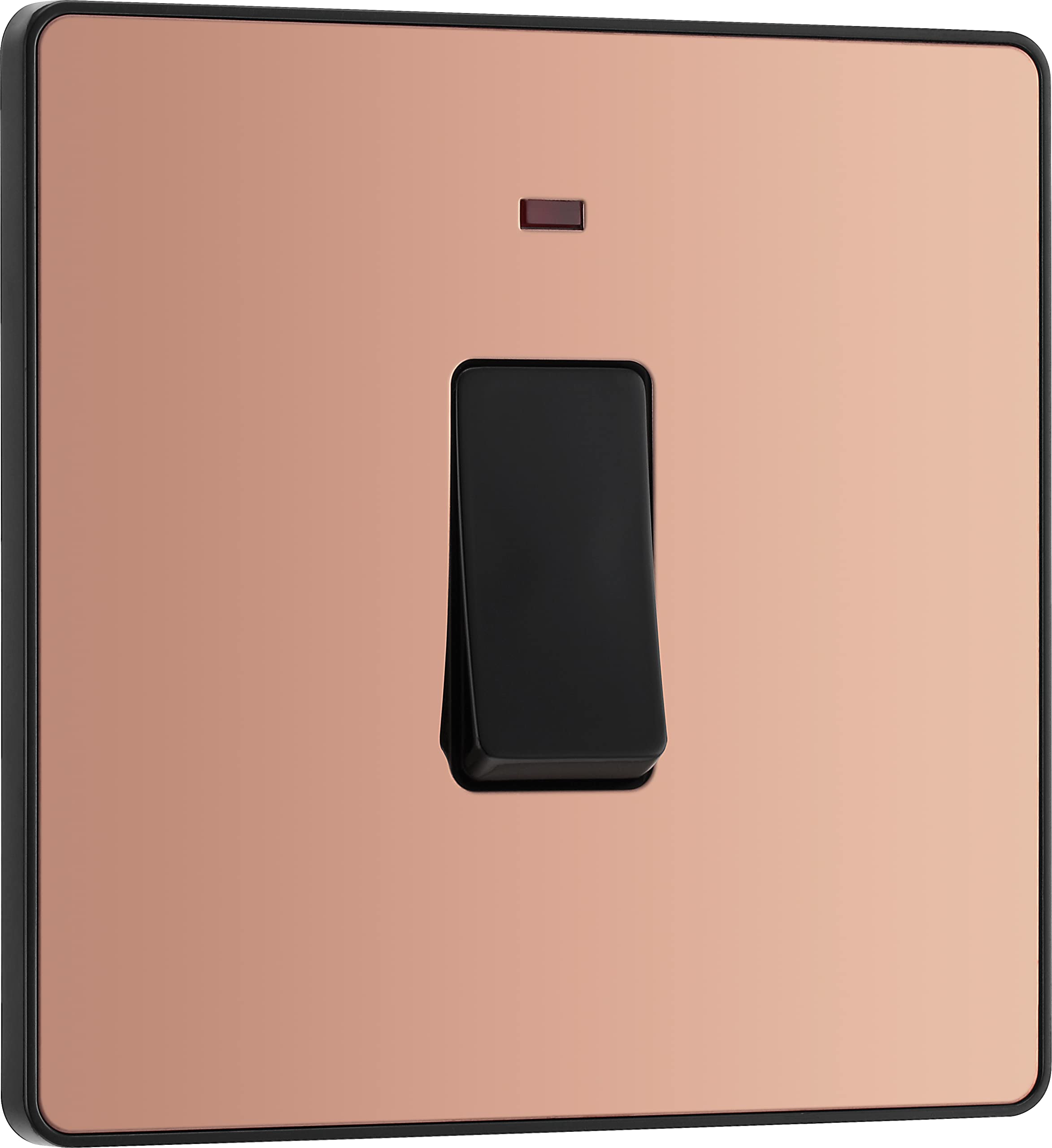 BG Electrical Single Wall Switch with LED Power Indicator, Double Pole, Screwless Front Plate, Round Edges, Evolve, Polished Copper, 20A, PCDCP31B — image 1