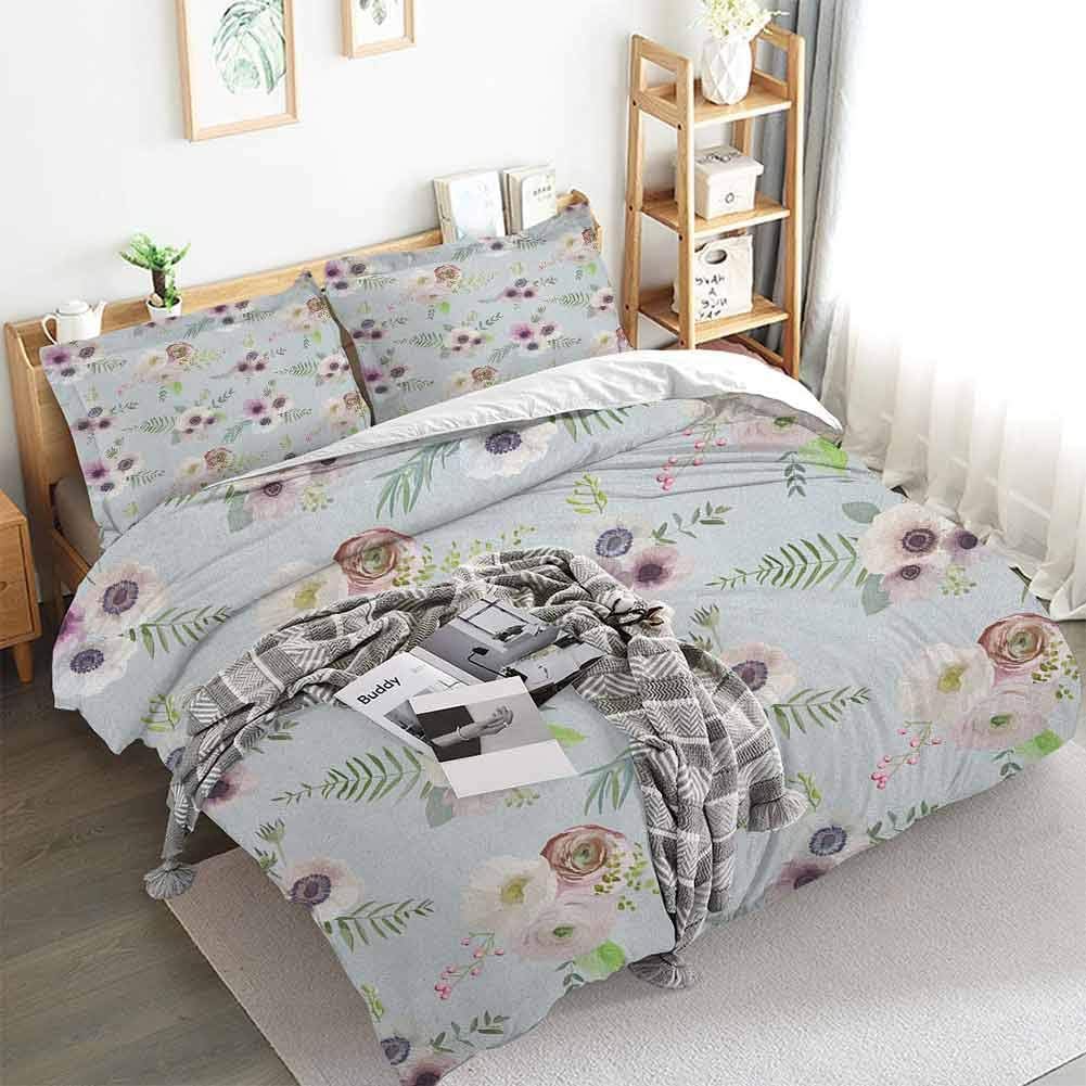 Duvet Cover Set with Zipper Closure(1 Duvet Cover + 2 Pillow Shams)，Ultra Silky Soft