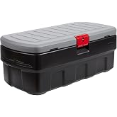 Rubbermaid 48 Gallon Black Action Packer Lockable Latch Indoor and Outdoor Storage Box Container for Home, Garage, Backyard, Single