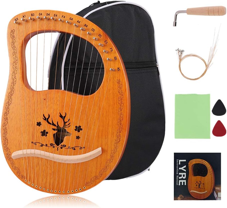 Lira red. Lyre Harp, aklot 16 Metal Strings Mahogany Lye Harp with Tuning Wrench,spare String Set,Pickup,Black gig Bag. 16 Струнная бандола