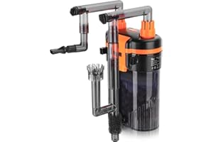 hygger External Hang-On-Back Canister Aquarium Filter,Quiet Fish Tank Filter with 3-Stage Filtration,Anti-Dry Burn Motor,Adju