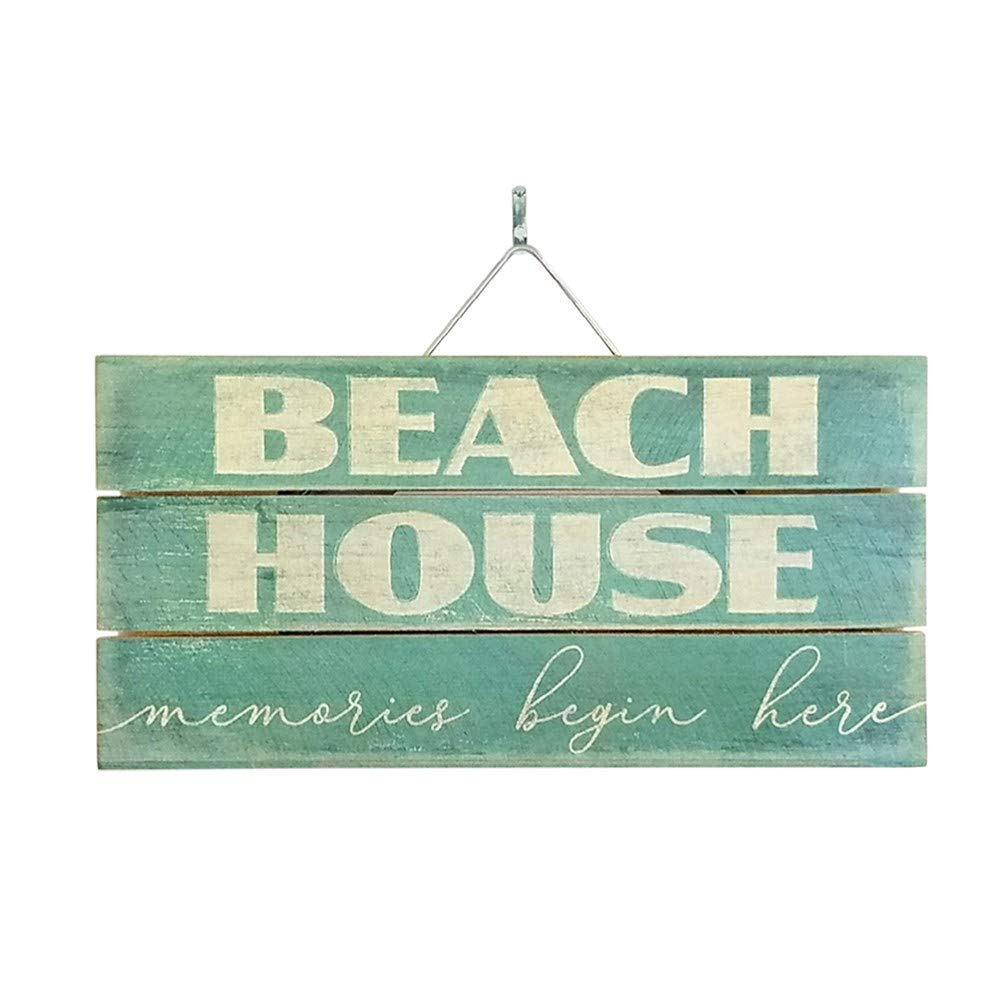 Imprints Plus Slatted Pallet Wood Sign – 6” x 12” Rustic Farmhouse Wall Decor Hand Assembled with Pine Wood – Includes Hanging Hardware and Instructional Card [Beach House] [46-01707]