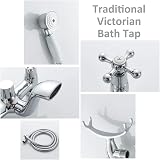 Luckyhome Victorian Bath Taps with Shower Chrome 1/4 Turn Duo Lever view 4