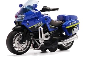 Gilumza Pull Back Motorcycle Toys, Tiny Gift with Music Lighting, Police Motorcycles Toy for Boys Kids Age 3 4 5 6 7 8 Year Old (Blue)