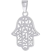 Jewels By Lux Sterling Silver Unisex Hamsa Symbol Religious Charm Pendant