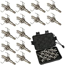 MILAEM 6pcs Métal Têtes de Tir à l'arc 100 Grain 3 Lames Fixes Chasse Extérieure Vissée Têtes de Flèches sous-Têtes sous Pointes pour Recurve et Arc à Poulies Flèches