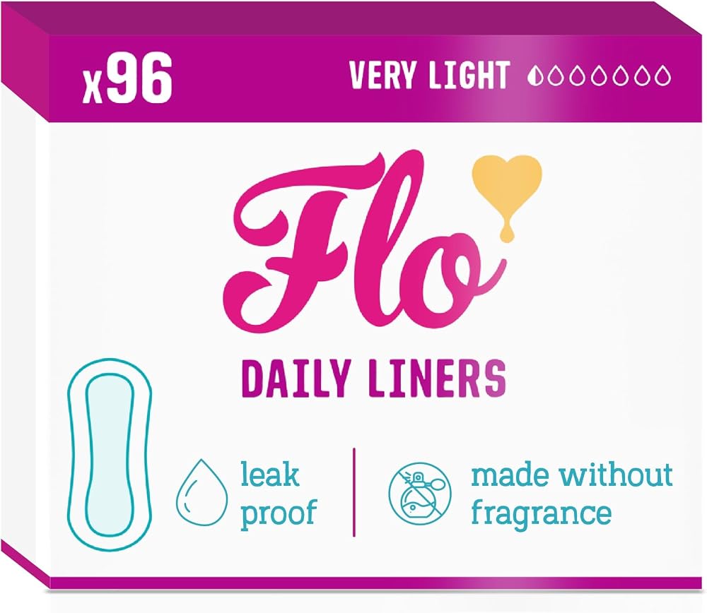 FLO Daily Liners 96 Pack Very Light Flow Ultra-Thin Bamboo Panty Liners