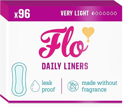 FLO Daily Liners 96 Pack Very Light Flow Ultra-Thin Bamboo Panty Liners
