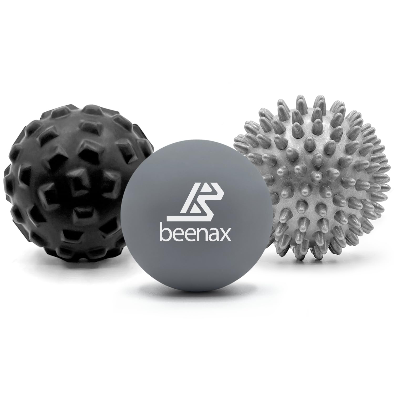 Beenax Massage Ball (Set of 3) - Trigger Point Therapy, Myofascial Release, Plantar Fasciitis, Deep Tissue, Pain Relief and Stiffness Reduction - Relieve Stress and Relax Tight Muscles