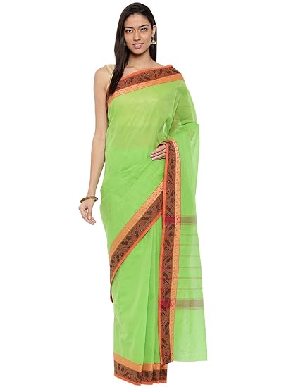Womens Chettinad Pure Cotton Saree with Running Blouse (CCOPSC9204_Green Flash)