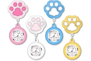 AGEN KGEN 4 Pack Retractable Nurse Watch for Nurses Doctors, Clip-on Hanging Lapel Nurse Watch Silicone Cover Brooch Fob Pocket Watch Badge Reel