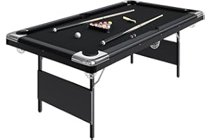 7 Ft Billiards Tables, Folding Snooker Table, Pool Table with Full Set of Billiard Balls, 2 Cue Sticks, Chalk & Felt Brush fo