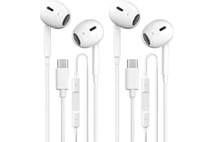 USB C Headphones 2 Pack, Type C Earphones with Microphone & Remote Control Noise Cancelling Wired Earbuds USB C for iPhone 17