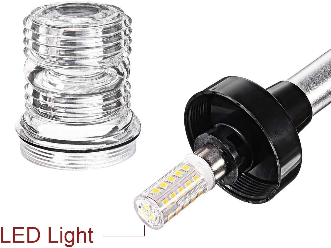 LYCAEA 3 Nautical Mile Boat All Around LED Fixed Mount Navigation Light With Stainless Steel Base and Aluminum Tube, 12-24 VDC: Automotive