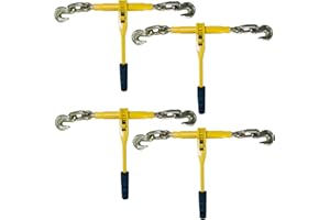Dremvoist Ratchet Chain Binders,Heavy Duty Load Binders with Grab Hooks,9200 LBS Secure Working Load,Tie Downs for Grade 70-80 Transport Chain,for Towing,Hauling,Flatbed Trailers,3/8''-1/2", 4 Pack