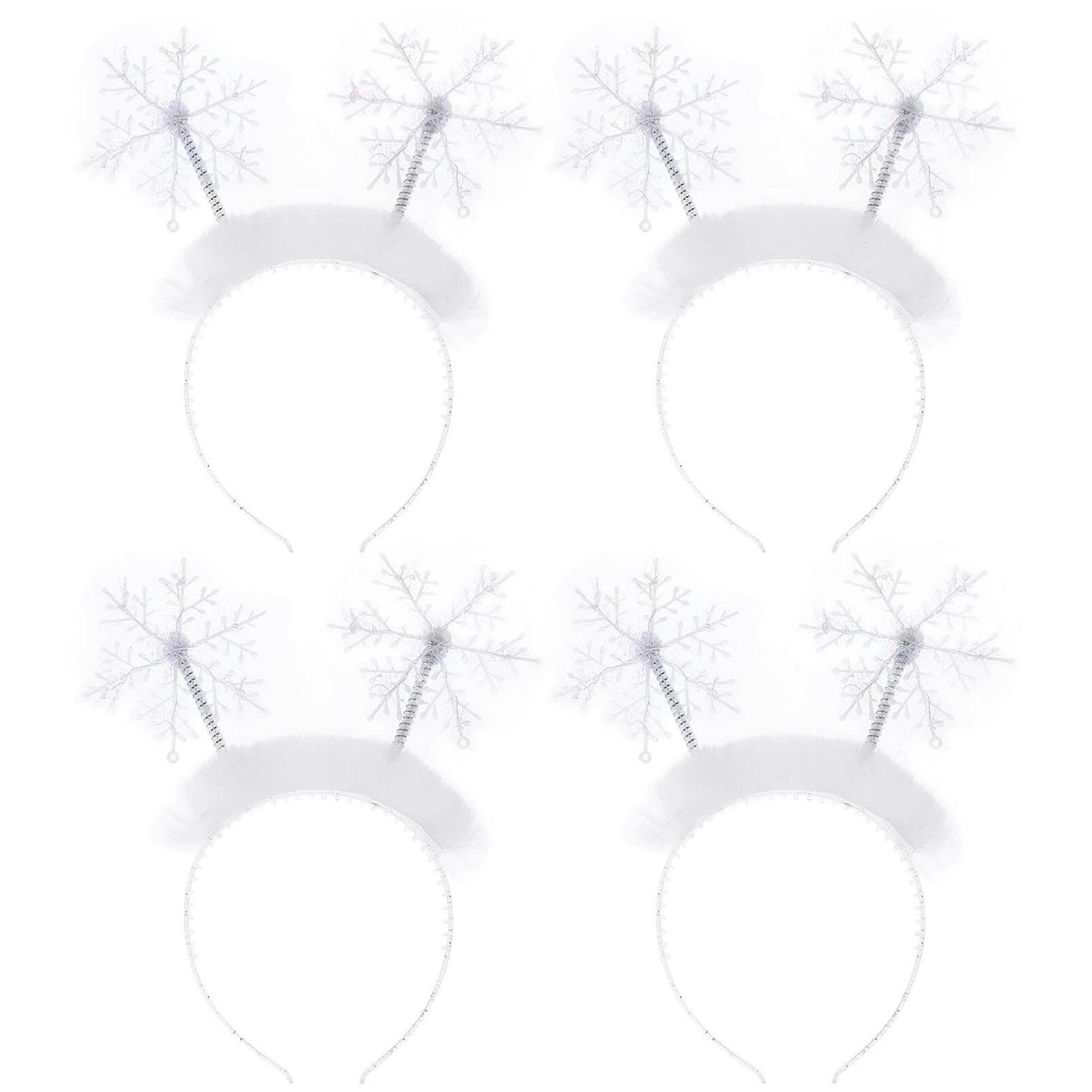 Lurrose 4pcs Christmas Headband Snowflake Headband Christmas Boppers Headband Feather Headband for Party Home Dance Cosplay