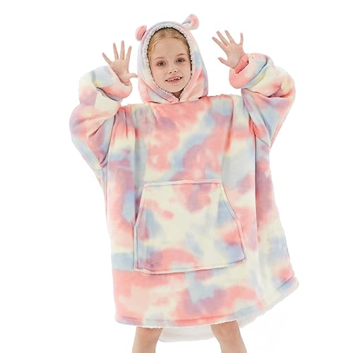 L'AGRATY Wearable Blanket Hoodie Flannel Sherpa Oversized