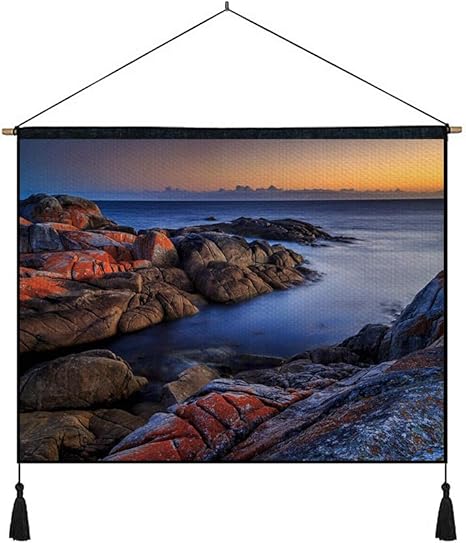 Amazon Co Jp 丸みを帯びた岩の多い海岸 ビーチ 34689 タペストリー 多機能 個性 掛け軸 掛け物 掛けじく ポスター インテリア 組立式 部屋飾り壁 壁飾り 80cmx60cm ホーム キッチン