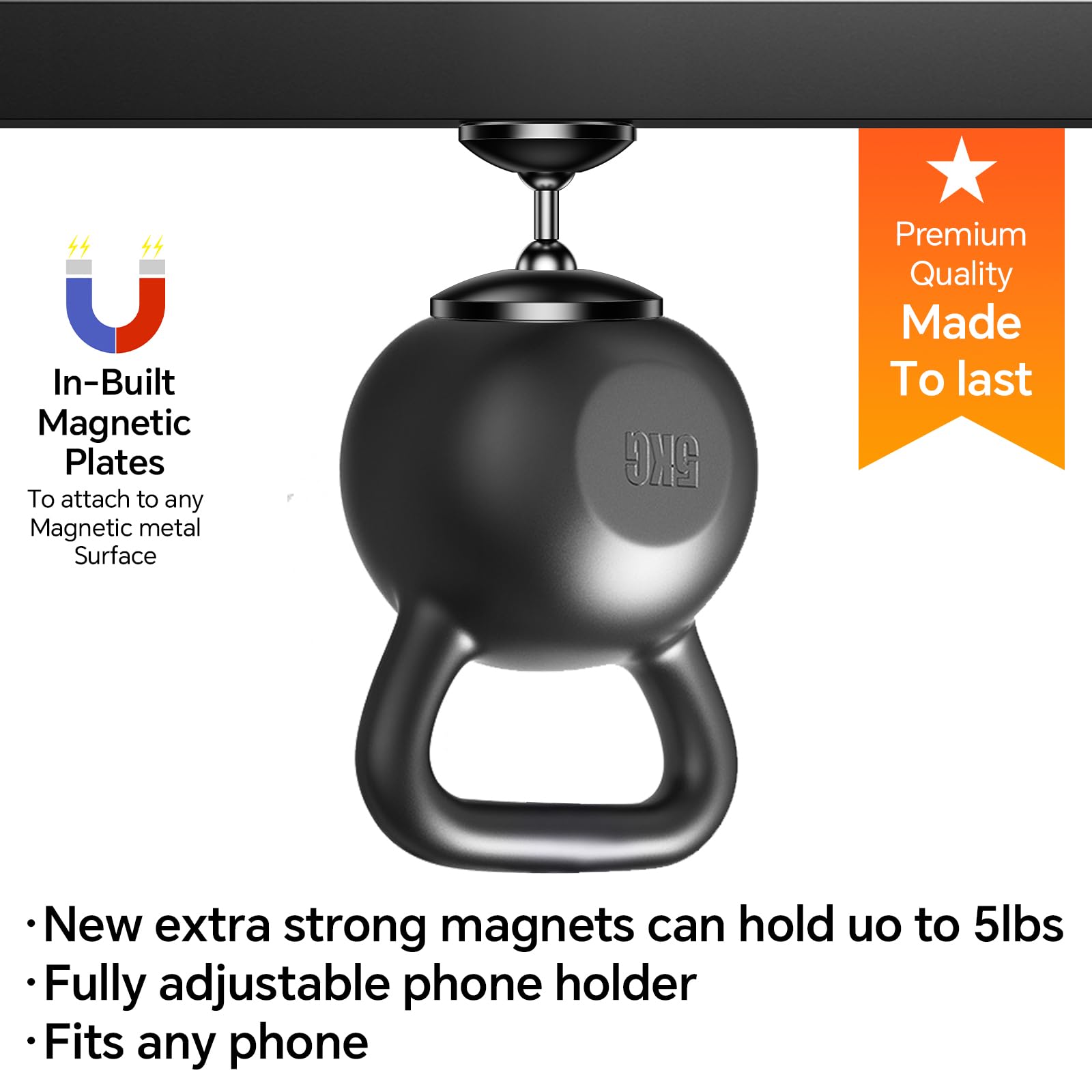 Gym Magnetic Phone Holder Mount for MagSafe【All Metal】Dual Magnetic Phone Holder for Gym Accessories Attach to Metal Surface, Gym Phone Holder Magnet for iPhone 16 15 14 13 Pro Max Gift for Men Women