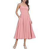 AGYMNX Women’s Corset Dress Sexy Thigh Spaghetti Strap Bustier Cocktail Dress Low Cut Boho Formal Dresses with Pockets