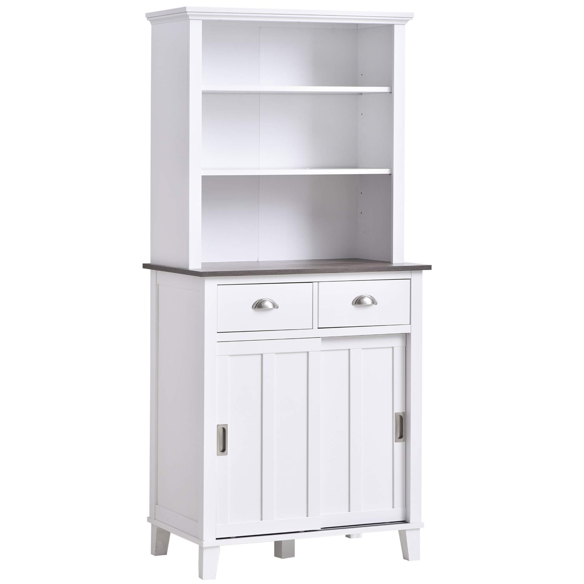 67" Freestanding Buffet with Hutch, Kitchen Cupboard Storage