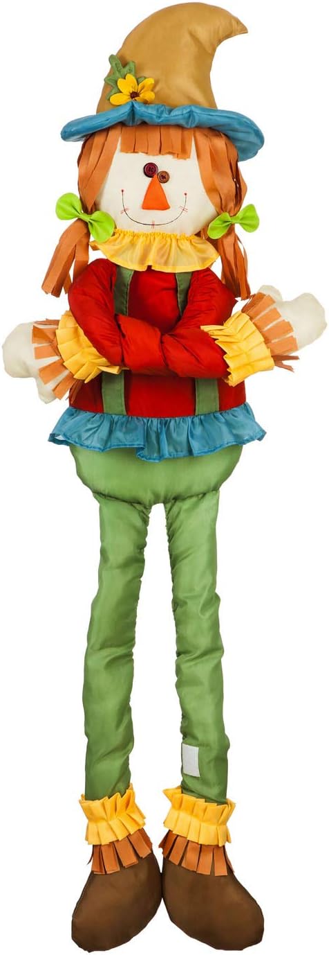Evergreen Flag Beautiful Autumn Plush Girl Scarecrow Post Hugger Décor - 3 x 11 x 44 Inches Fade and Weather Resistant Outdoor Decoration for Homes, Yards and Gardens