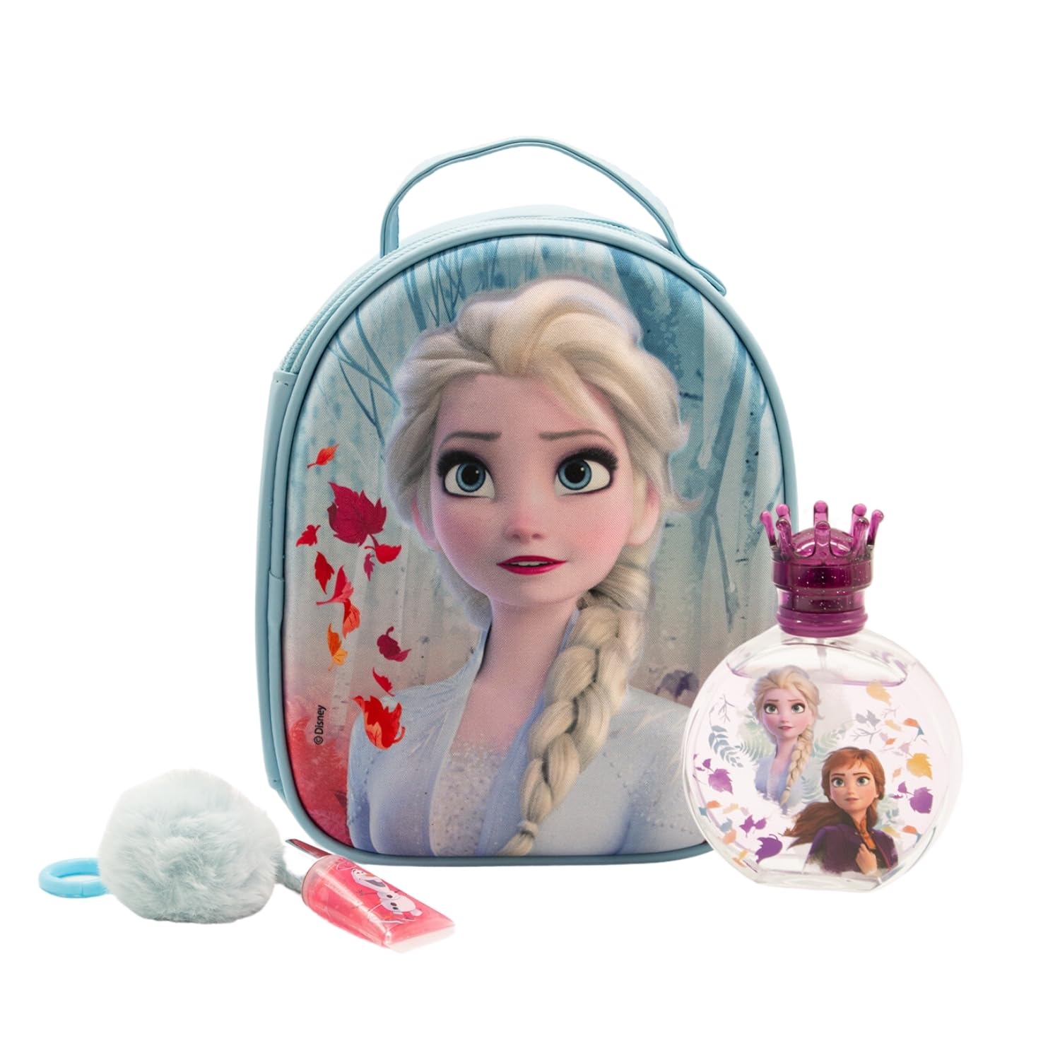Disney Frozen Perfume Gift Set for Kids, Natural Eau de Toilette Perfume Spray 100ml, 3D Zip Case & Lip Gloss with Pompom Charm, Vegan & Dermatologically Tested, Best Gift for Occasions & Daily Use