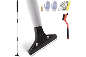 Frebuta 4" Razor Blade Floor Scraper with Long Handle,61in Adjustable Floor Scraper Heavy Duty with 10PCS Extra Metal Blades 