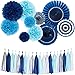 Monkey Home Tissue Paper Tassel Tissue Paper Pom Poms Flowers Paper Fans Kit for Party Decorations Wedding,Festival,Party Decoration (Navy)