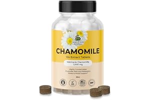 Amazing Botanicals Organic Chamomile Extract Tablets - Matricaria Chamomilla Plant-Based Supplement - 10x Extract 2000 MG Each - Promotes Relaxation - 30 Tablets