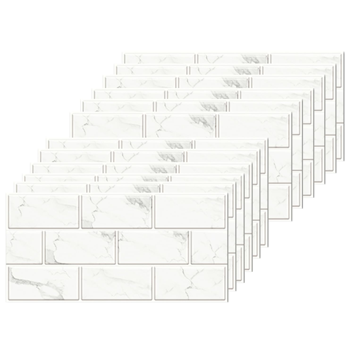 White Brick Tile Stickers for Bathroom Kitchen Waterproof Vinyl Stick on Tiles Backsplash Self Adhesives Wall Tile Transfers Peel and Stick Tile Decals for Living Room - 30x15cm (12 Sheets)
