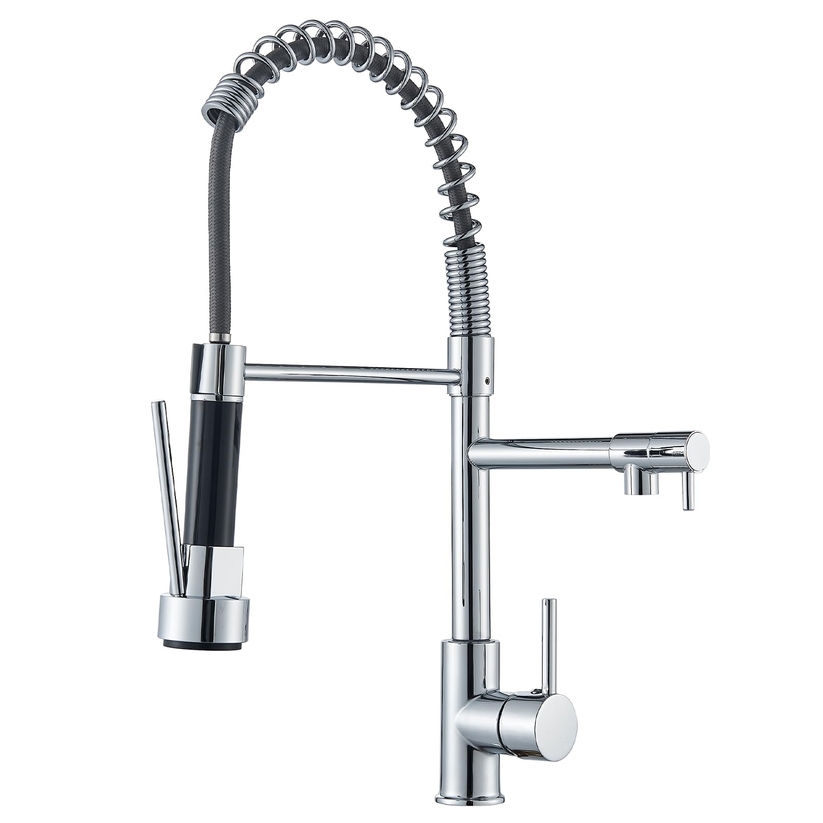 Saeuwtowy Kitchen Faucet with 2 Jets Single-Lever Mixer Tap with Dual Function 360° Swivel Cold & Hot Tap Available, Chrome-Plated Brass