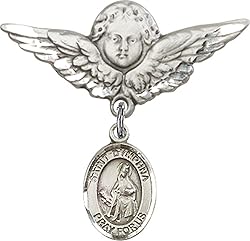 Sterling Silver Baby Badge Guardian Angel Pin with