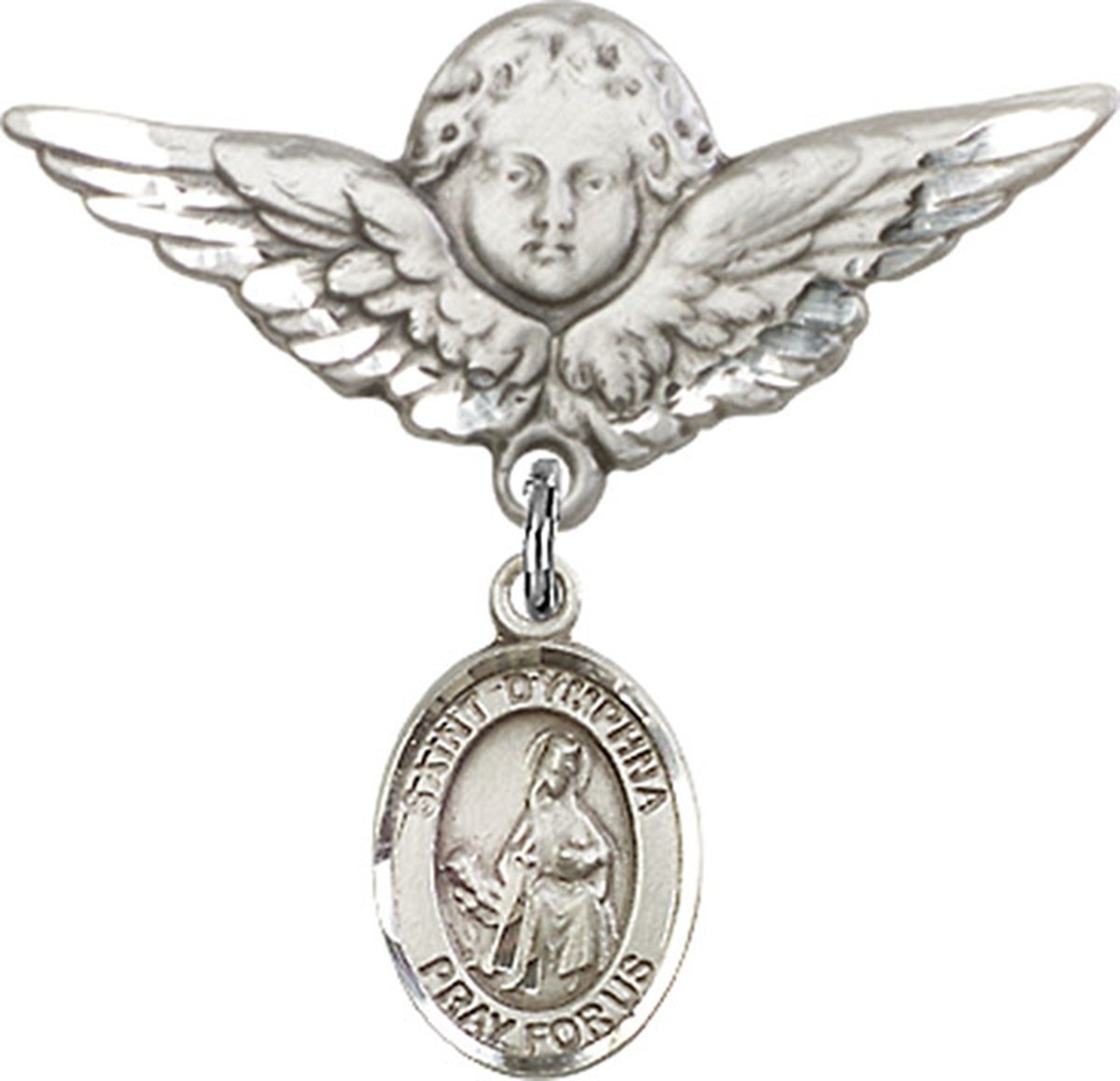 Sterling Silver Baby Badge Guardian Angel Pin with