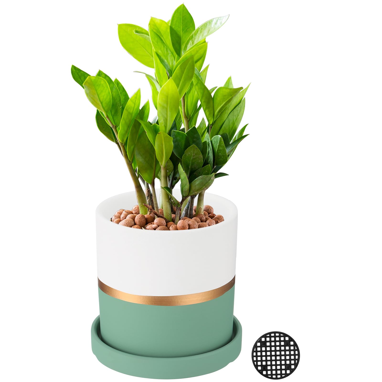 PATIKIL 4.3 Inch Ceramic Plant Pots, Modern Flower Planters with Drainage Holes for Decorate Home Indoor Plants Succulent Herb, Green