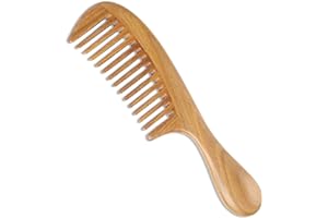 Onedor Handmade 100% Natural Green Sandalwood Hair Combs - Anti-Static Sandalwood Scent Natural Hair Detangler Wooden Comb (Wide Tooth),1 Count (Pack of 1)