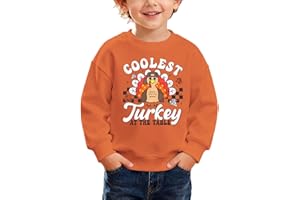 CM C&M WODRO Toddler Boy Thanksgiving Sweatshirt Outfit Coolest Turkey At The Table Shirt Long Sleeve Kids Fall Pullover Top